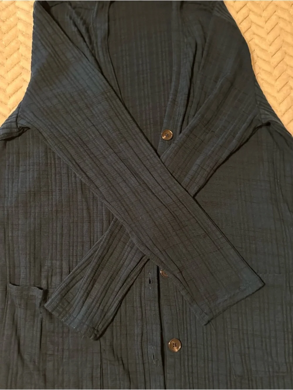 Maurices Dark Teal Blue Size XL Ribbed Extra Long Button Cardigan - Picture 5 of 10